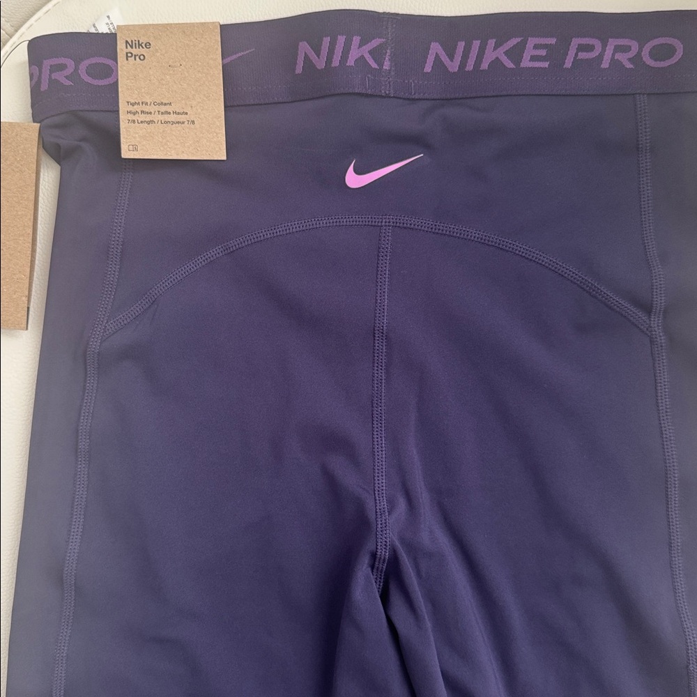 NWT. Nike Pro Women’s Dri-Fit Training Leggings. Color: Purple. Size: S/M - Picture 4 of 5